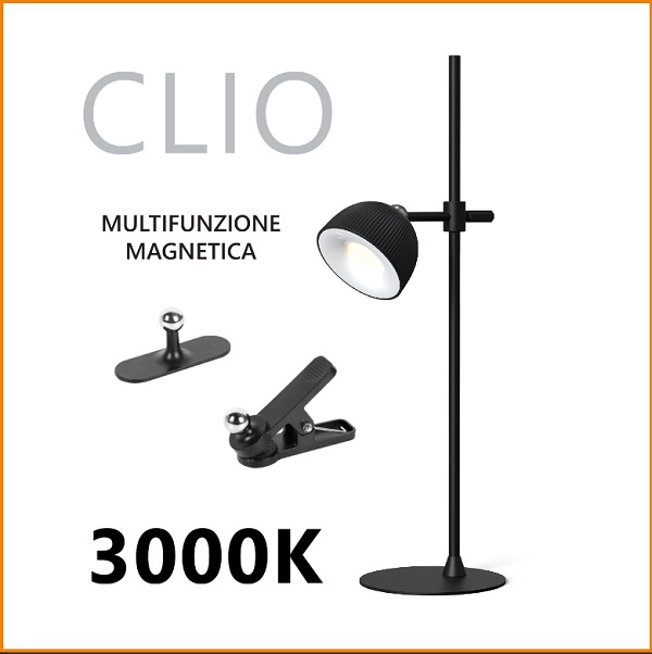 Clio - Lampada LED da tavolo, da muro e con pinza